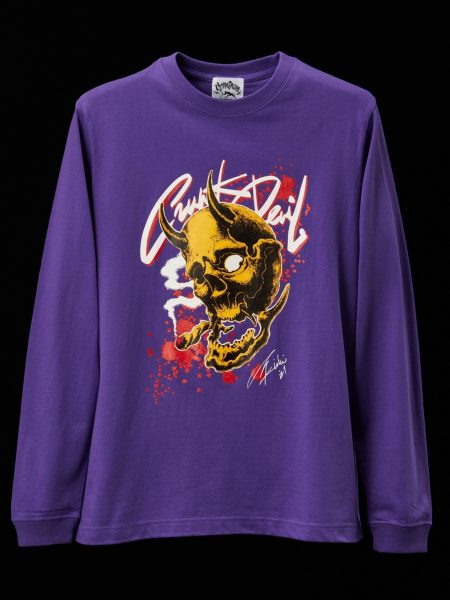 56TATTOO鬼スカル　ロングスリーブシャツ (紫)