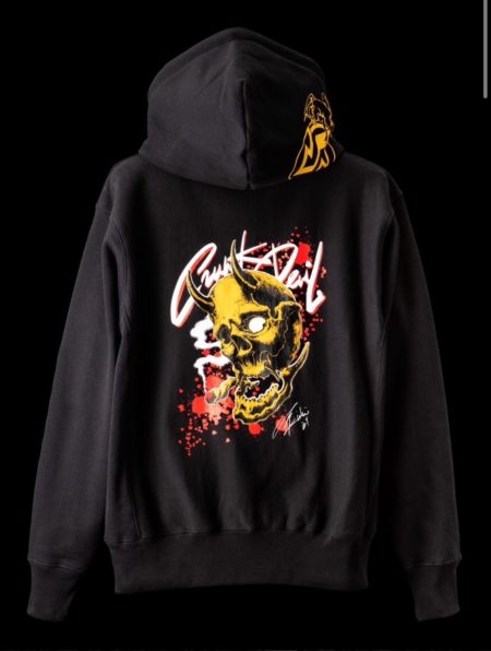 56TATTOO鬼スカル　東京鬼髑髏党パーカー (黒×ゴールド)